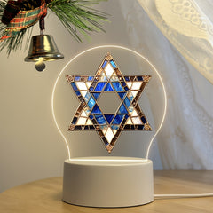 1pc Star of David Night Light Night Light, Acrylic Night Light LED Table Lamp with Switch Bedside Ambient Lighting, Hanukkah Decoration, Jewish Religious Festival Decoration, Jewish Home Decor, Ideal Hanukkah Gift, Tabletop,