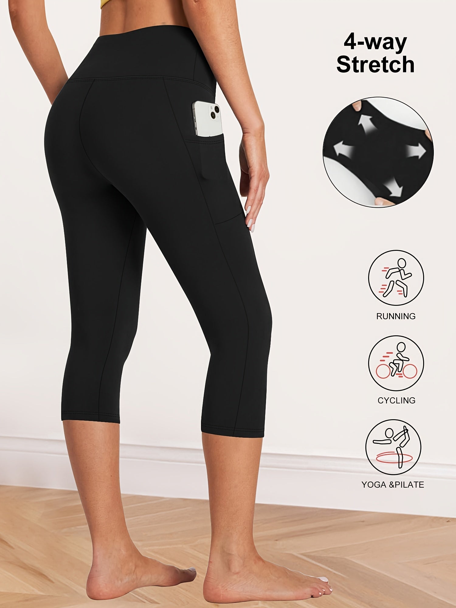 3pcs Set, Standard Size High Waist 7-point Women's Pants with Practical Side Pockets, High Elastic Body Shaping Leggings, Super Soft Tummy-controlling, Non-see-through Shorts.