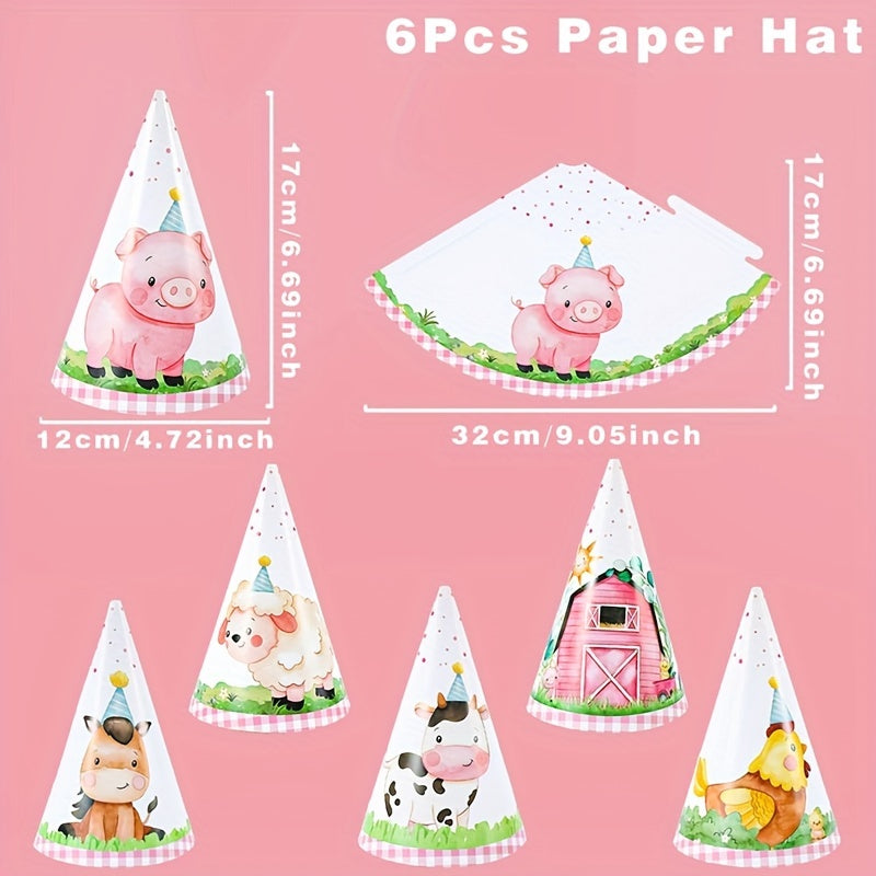 6pcs Birthday Party Paper Hat, Animal Strawberry Mermaid Party Birthday Hat, Event Party Supplies, Disposable Birthday Paper Hat, Holiday Ornament, Creative Small Gift