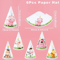 6pcs Birthday Party Paper Hat, Animal Strawberry Mermaid Party Birthday Hat, Event Party Supplies, Disposable Birthday Paper Hat, Holiday Ornament, Creative Small Gift
