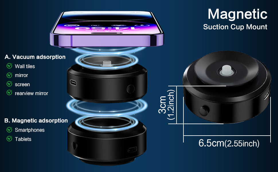 Support magnétique pour téléphone portable, 360 ° Support de téléphone portable de voiture magnétique de rotation, support de téléphone de voiture magnétique d'aspiration d'air