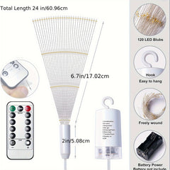 4 Pack Starburst Sphere Lights 800 LED Firework Lights, 8 Modes Dimmable Remote Control Waterproof Hanging Fairy Light, Copper Wire Lights for Patio Parties Christmas
 (Battery Operated)