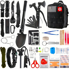 142pcs Survival First Aid Kit for Car Emergency Preparedness- Comprehensive Emergency First Aid kit Survival Gear/Camping Gear in MOLLE Bag for Men Him Christmas
