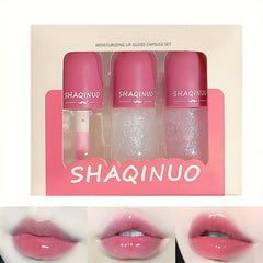 3pcs Set, Mini Fine Glitter Color Changing Lip Gloss, Moisturizing And Nourishing Tinted Lip Oil, Anti-Dry Lip Balm Lip Care Oil For Daily Makeup Valentine's Day Gifts For Music Festival