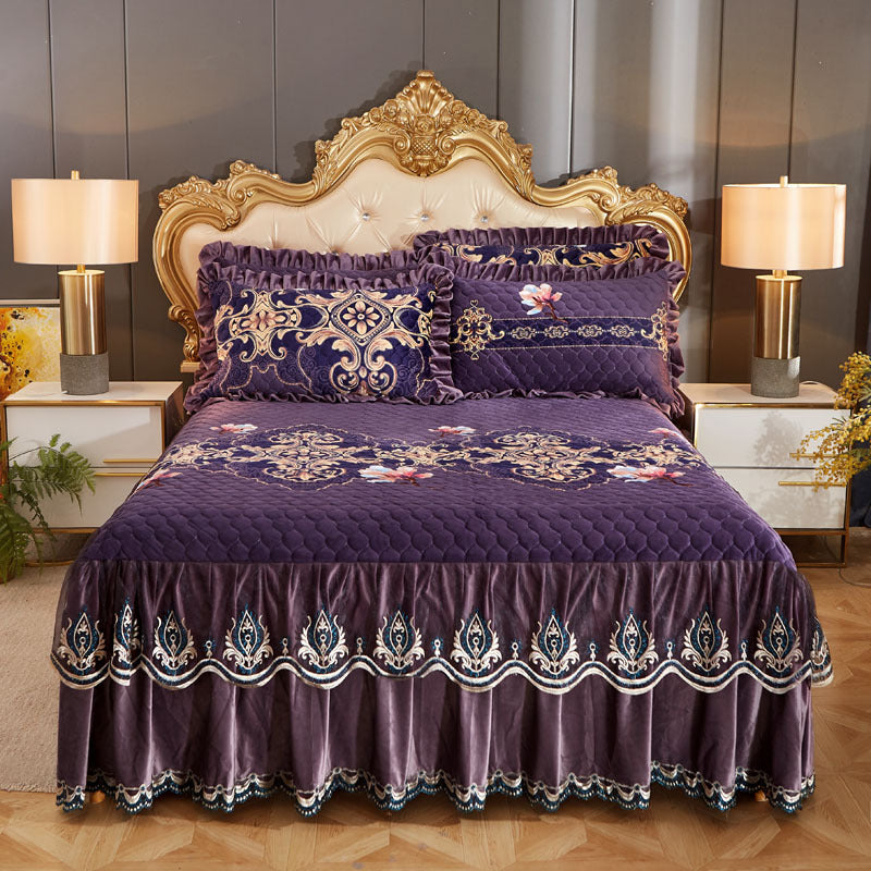 Single Piece Short Plush Bed Cover