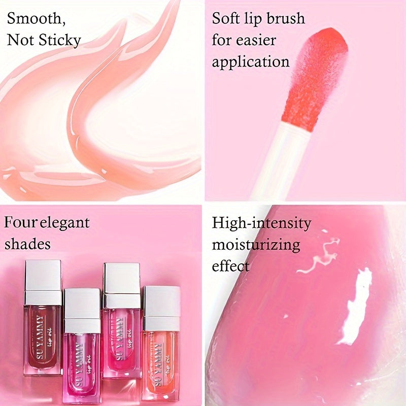 5 Shades Hydrating Lip Glow Oil Lip Gloss, Moisturizing Transparent Liquid Lip Balm, Natural Lip Enhancer, Make Lips Fuller And Moisturized Valentine's Day Gifts For Music Festival