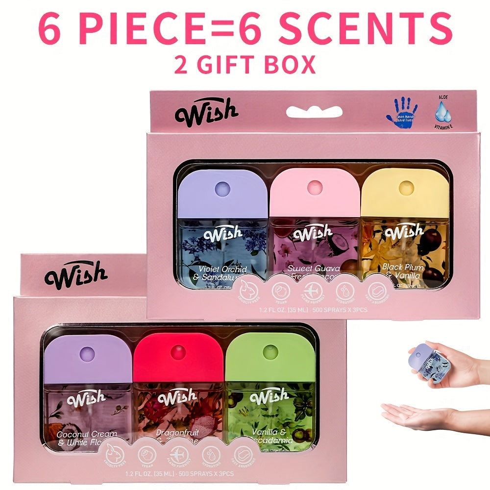 [Colorful Hand Fragrance Spray] WISH 3pcs Set Colorful Hand Fragrance Spray | Ravel Must Haves Hand Perfume Spray, Hydrating Power Mist With Fresh Fruity And Flowers Scent, 6 Scents - Portable For Moisturizing Hand Cleaning S