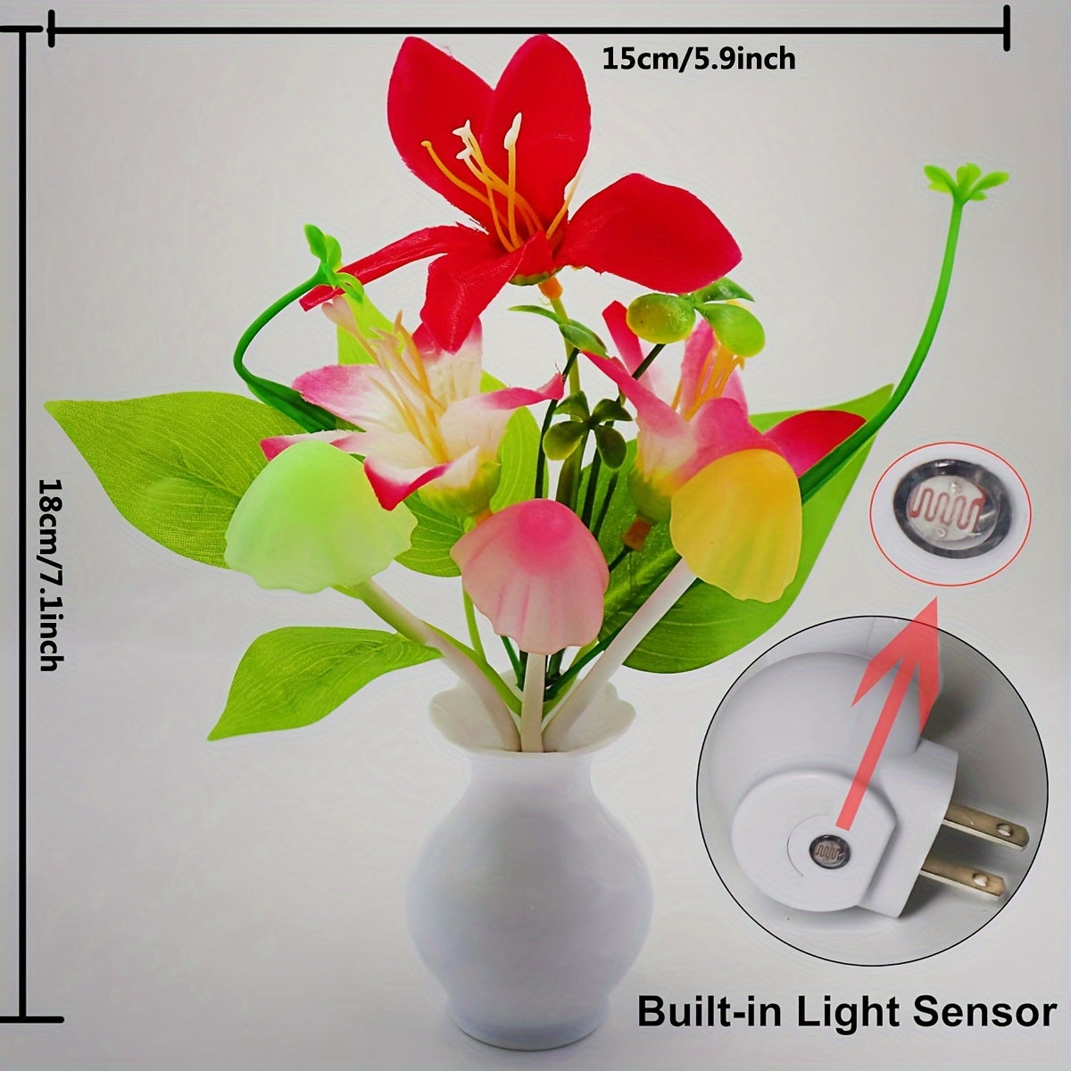 Plug-in Night Light with Auto Light Sensor, LED Mushroom Night Light Wall Based Flower Lamp Night Light for Bedroom, Lounge, Hallway and Stairs, Hallway Illumination, Bedroom Lighting, Aesthetic Lighting, Decorative Lamp, Ene
