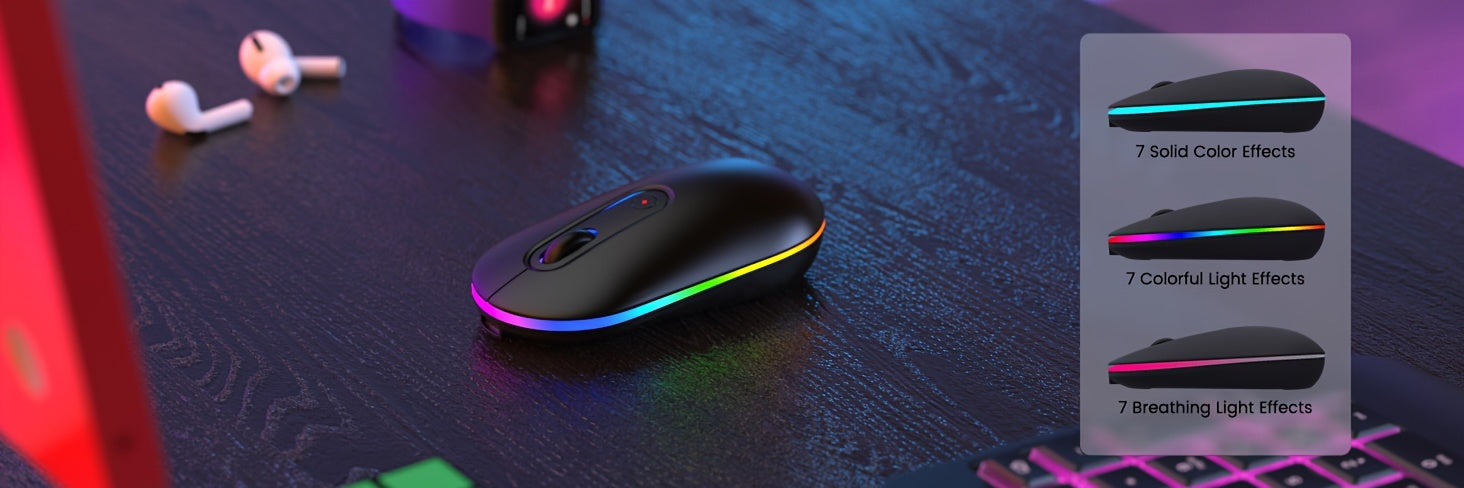 Wireless Keyboard And Mouse RGB Backlit- 2.4G Rechargeable Keyboard Full-Size with Phone/Tablet Holder, Silent Ergonomic Wireless Keyboard Mouse Combo for Computer, PC, Laptop for New Year Gift