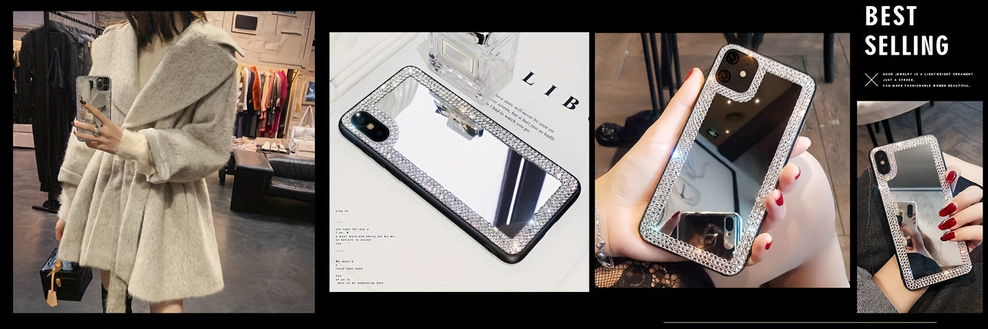 Fashionable And Luxurious Minimalist Makeup Mirror Phone Case Suitable for Iphone 17 Pro Max / 16 Plus.