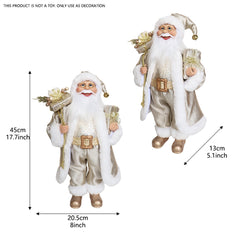 Champagne Golden Santa Claus Figurine - 18" Classic Fabric Christmas Decor, No Power Needed, Featherless Holiday Ornament for Home & Office Decoration, for Christmas