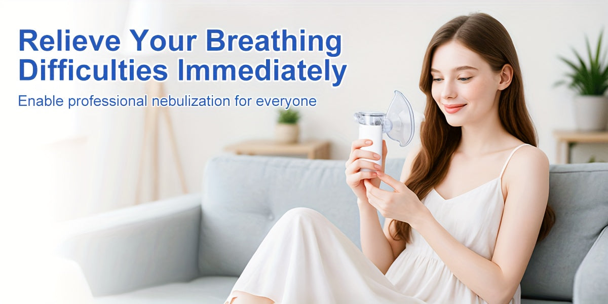 Portable Handheld Mesh Nebulizer, Medical Grade Mute Particulate Nebulizer, Suitable for Asthma, Cough, Bronchitis, Including Adult Mask & Bite Mouthpiece, Suitable for The Elderly, Adults And Children Is A Must for Travel Ho