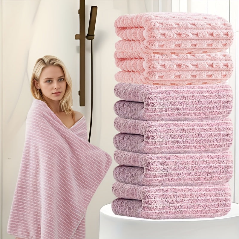 Oversized Striped Bath Towel 6pcs, Absorbent And Quick Drying Towel Bath Towel, High Quality Adult Bath Towel, Oversized to Wrap The Body, Suitable for Spa, Hotel, Home, Gift Giving, Spa Towel, Home Bath Towel, Contemporary D