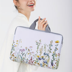 1pc Flower Printed Notebook Computer Bag, Simple Briefcase, Notebook Computer Protective Bag, Laptop Tablet Commuter Briefcase, File Storage Bag, Portable Computer Bag
