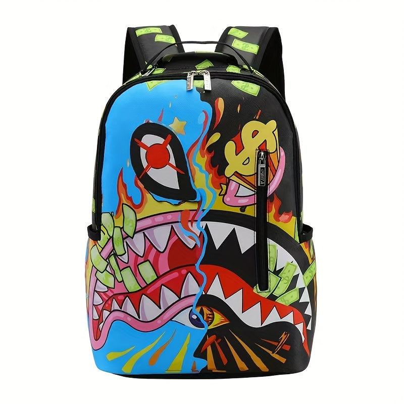 [Trendy Camera Backpack] Trendy Large Capacity Men's Photography Gear Bag, Camera Backpack with Shark Mouth Design | Laptop Compartment, Essential for Autumn and Winter Holidays, Student Laptop Bag, Camping and Travel Pack, V