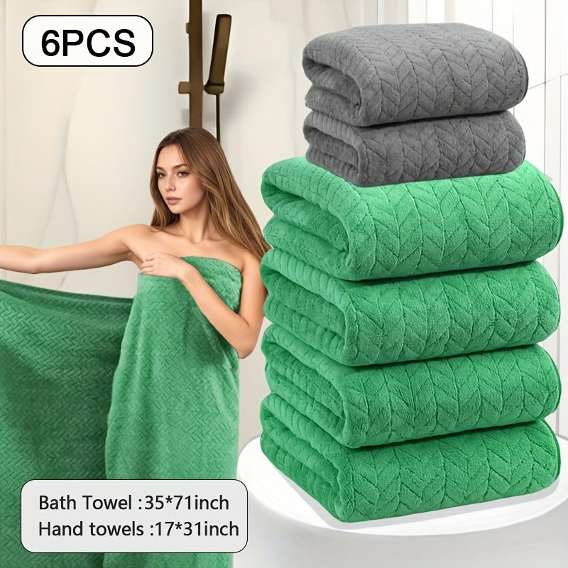 Oversized Striped Bath Towel 6pcs, Absorbent And Quick Drying Towel Bath Towel, High Quality Adult Bath Towel, Oversized to Wrap The Body, Suitable for Spa, Hotel, Home, Gift Giving, Spa Towel, Home Bath Towel, Contemporary D
