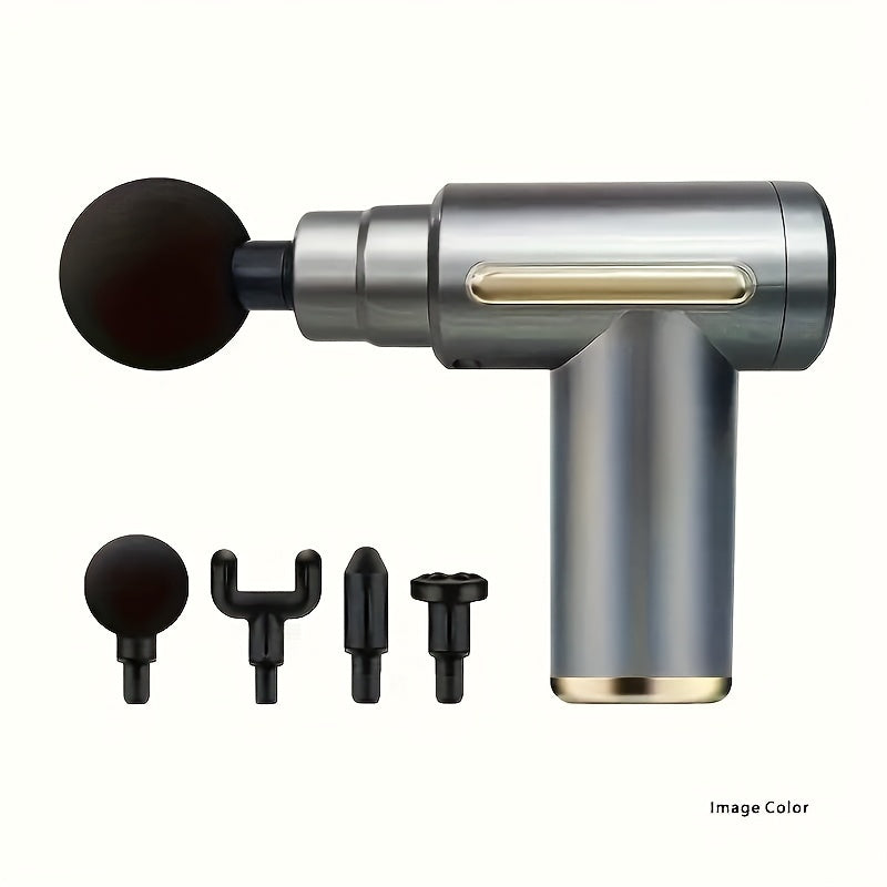 Home Convenient USB Rechargeable 7-speed Body Massager, Adjustable Multifunctional Body Fascia Gun, Fascia Electric Massager, Deep Tissue Impact Electric Muscle Massager, 4 Replaceable Massage Heads, Portable Handheld Ultra Q