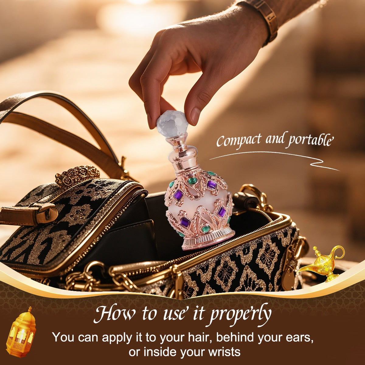 15ml/0.5oz Dubai-inspired Arabic Women's Perfume Oil: Classic Golden, Long-lasting Alluring, Crown Premium Dropper, Fresh Floral (lemon, Vanilla, Jasmine, Rose, Amber & Musk), Plant-based, for Dates/parties/daily Use, Great G