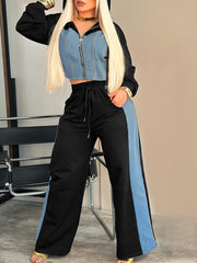 9010 Directional Vacation Leisure Outing Holiday Gathering Patchwork Women'S Suit Women'S Pants Set