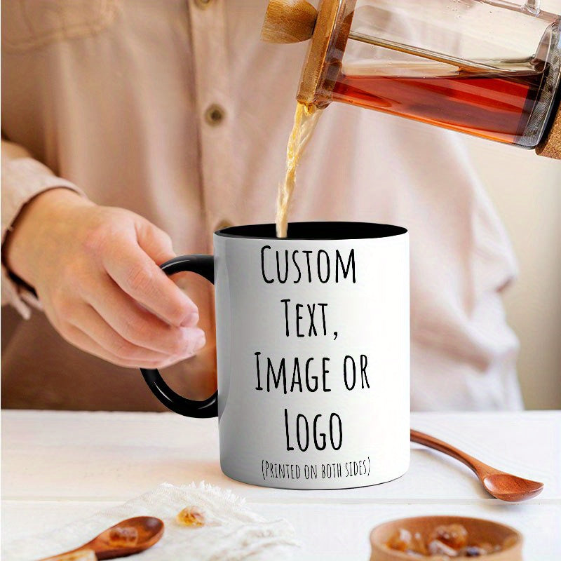 1 Custom Mug 11oz - Personalized coffee mug with custom photo, text and logo - 100% food safe, dishwasher and microwave safe - Perfect gift for Christmas, Mother's Day, Father's Day, couples, men and women - Unique and though