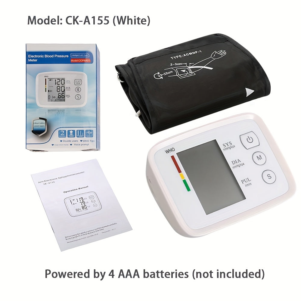 CHANG KUN Rechargeable Automatic Upper Arm Sphygmomanometer, Blood Pressure Monitor with Heart Rate, Three-color Backlit Display And Voice, with Large 8.7"-15.7" Adjustable Cuff, Health Tracking, Voice Alert, Adjustable Fit,