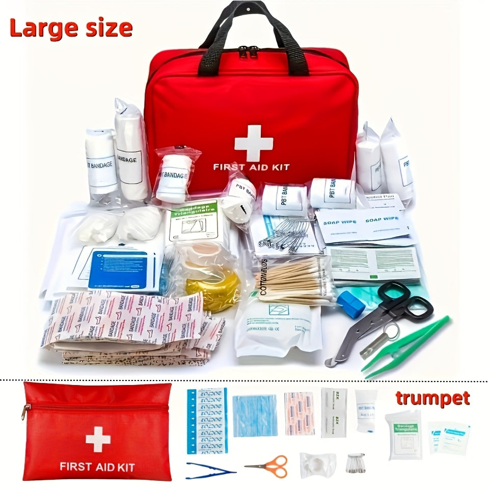 2-Size Fully Portable Multi-Functional Life-Saving First Aid Kit - Suitable for Home, Car, Camping, Hiking, Campus Preparation, and Disaster Response - Including Basic Life-Saving Tools
