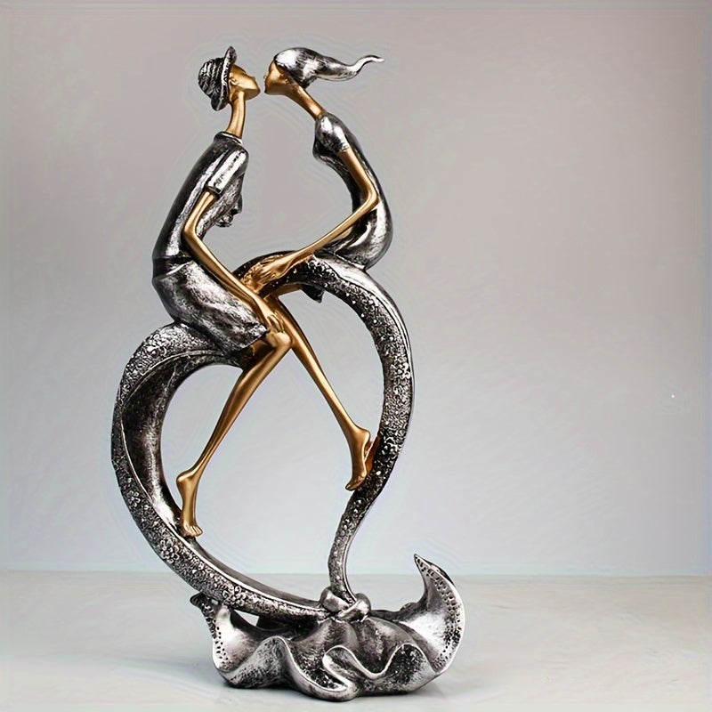 1pc, Elegant Romantic Couple Sculpture, Resin Craft, Creative Living Room TV Cabinet Bedroom Decor, Modern Home Decor