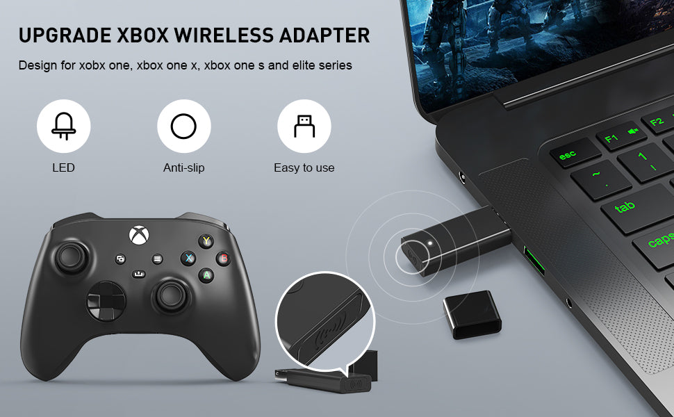 Adaptateur récepteur USB sans fil d'origine pour Xbox One 2e génération pour Xbox One 2e Xbox One 1er pour système Windows 10, PC portable