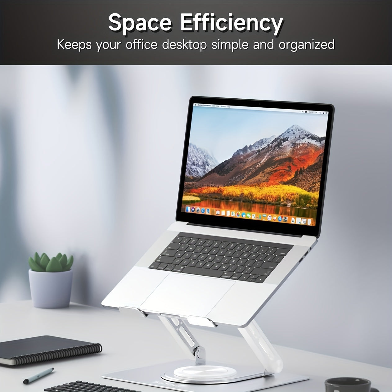 360° Swivel Laptop Stand For Desk, Ergonomic Adjustable Notebook Computer Riser Holder With Larger Heat-Vent, Compatible For MacBook Pro/Air, HP, Dell, Lenovo (10-17")