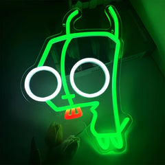1pc Big-Eyed Monster Neon Sign - Green &amp; Red LED Wall Light with Cartoonish Design, USB-Powered Decorative Lamp for Bedroom, Living Room, Game Fans, Theme Parties, and Unique Birthday Gifts