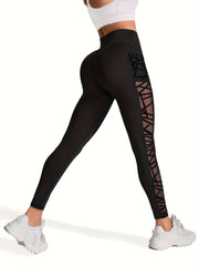 Women's Sports Yoga Leggings, Butt Lifting Mesh Stitching Pockets Sports Pants, Tight Leggings, Sports Pants, Women's Pants