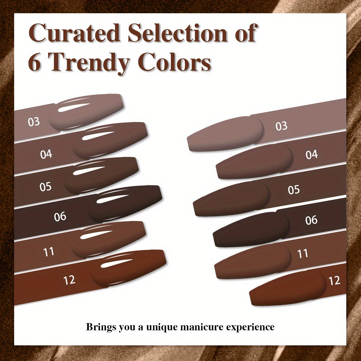 MIQH 2025 New Fashion Comfort 6pc Nail Polish Set Brilliant Dark Brown Gel Nail Polish Set Quick Dry Nail Polish Finger Nail Polish Bulk Nail Polish Diy Nail Art Salon Home Gift for Women Girls.Nails Set for Valentineaposs Da