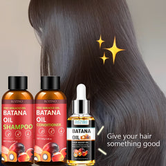 ROZINO Batana Oil Hair Care Set - Normal Hair - Shampoo, Conditioner & Boost Oil - Moisturizing, Revitalizing, Strengthening Trio to Enhance Hair Vitality and Health