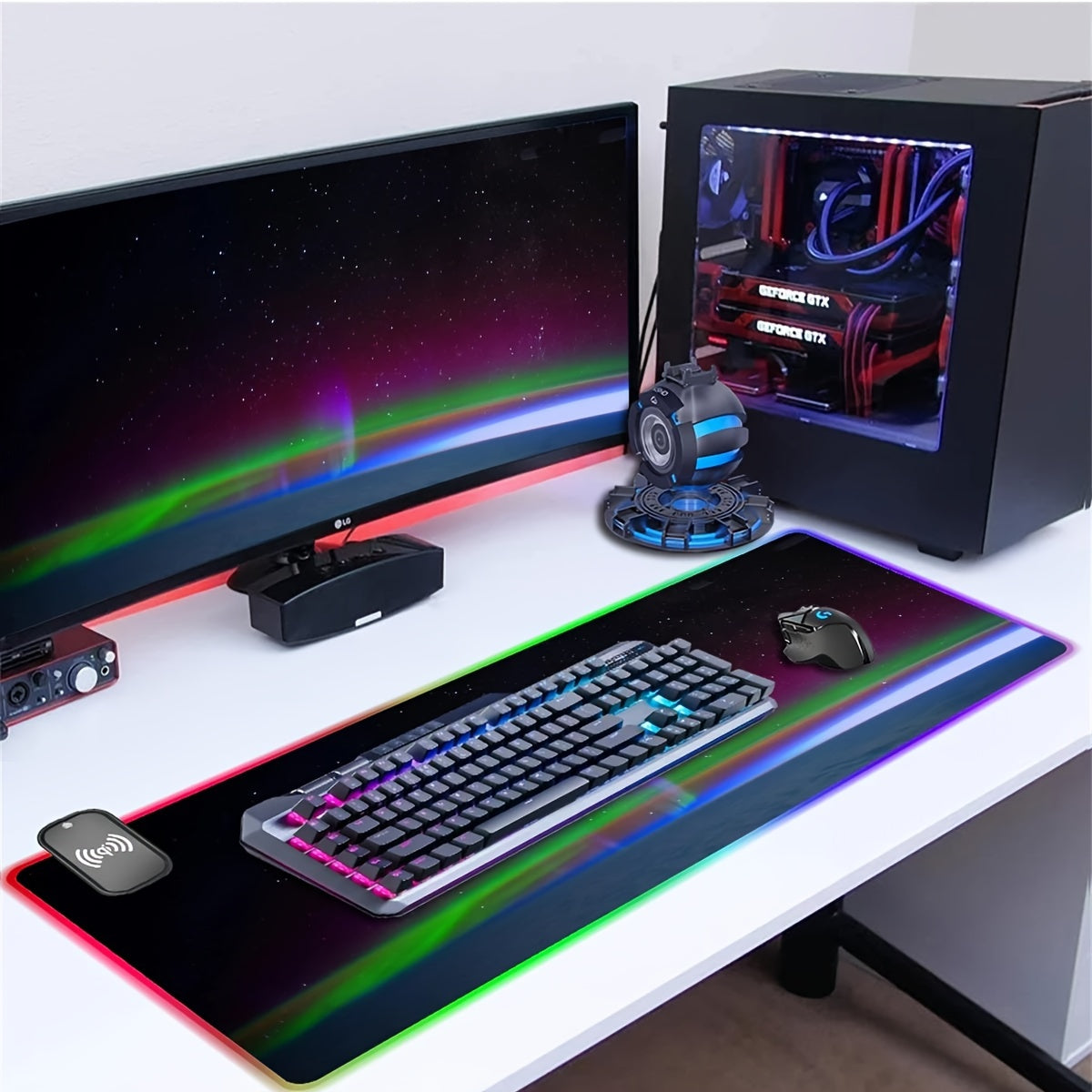 Mouse Pad Mobile Wireless Charger, Mouse Pad, Illuminated RGB, Extra Large, Thick, Non Slip Desk, Computer, Student Laptop, Keyboard Pad, Desk Pad, Game Pad, Large Mousepad, Extra Large Gaming Mouse Pad, Printed Mouse Pad, Fu