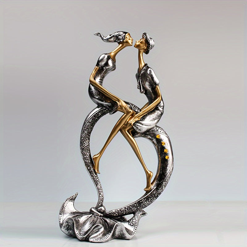 1pc, Elegant Romantic Couple Sculpture, Resin Craft, Creative Living Room TV Cabinet Bedroom Decor, Modern Home Decor