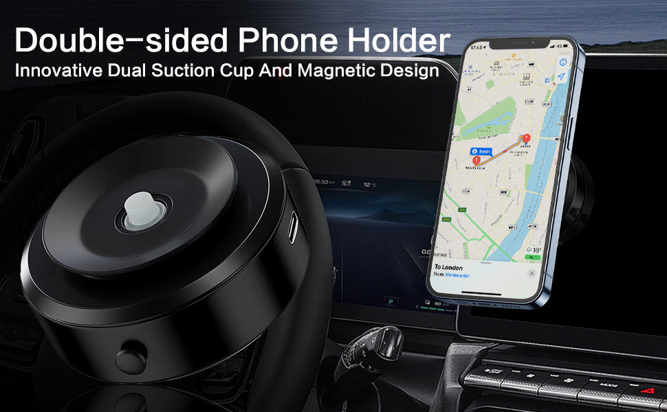 Support magnétique pour téléphone portable, 360 ° Support de téléphone portable de voiture magnétique de rotation, support de téléphone de voiture magnétique d'aspiration d'air