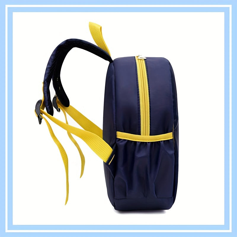 Durable Lightweight Nylon Backpack - Kids' School Bag with Side Pockets, Adjustable Straps, and Embossed Design - Hand Wash, Comfortable Street Style for Boys & Girls, Ages 3-14, Multiple Zippers