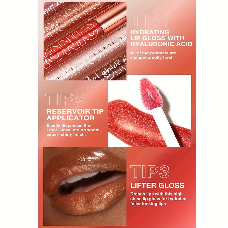 8 Colors Hyaluronic Acid Glitter Lip Gloss, Moisturizing And Nourishing Lip Glaze, Long Lasting Waterproof High Pigmented Lip Gloss Valentine's Day Gifts For Music Festival