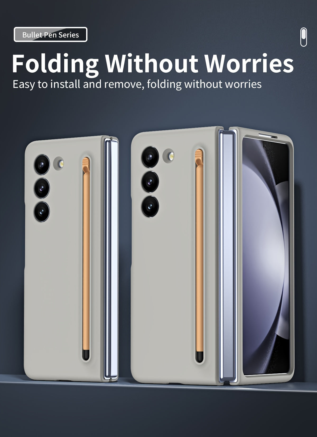 Suitable For Samsung Z Fold5 phone case with Spen Stylus Drop Proof for Samsung Galaxy Zfold 5 Slim folding case with built-in pen slot with stylus