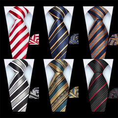 Ricnais Set of 2 Men's 8cm Striped Tie and Square Scarf High Quality Classic Fashion Wedding Party Business Tie Set Men's Wedding Accessories Home Gift Christmas Gift Party Gift