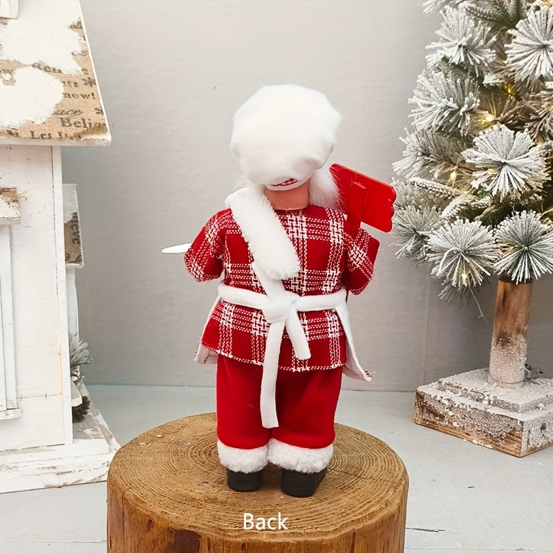 Chef Santa Claus Christmas Decoration - Festive Holiday Ornament, No Power Needed, Feather-Free, Perfect For Home & Party Decor