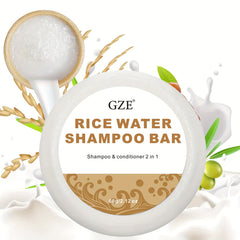 2-in-1 Rice Water Shampoo Bar 60g - Strengthens Hair from Root to Tip - Healthy Hair Shampoo & Conditioner