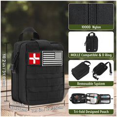 Survival kit and first aid kit 170 in one, 170 emergency supplies, camping accessories, upgraded Molle kit including axe, shovel, knife, lantern. Suitable for men outdoor adventure, camping, hiking, fishing, hunting, hiking,