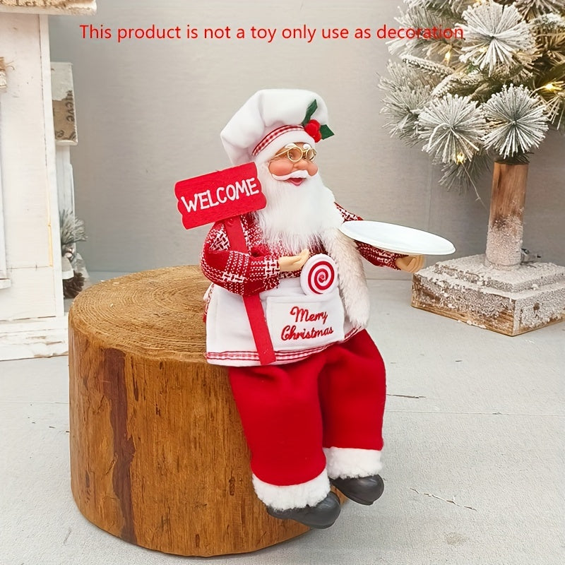 Chef Santa Claus Christmas Decoration - Festive Holiday Ornament, No Power Needed, Feather-Free, Perfect For Home & Party Decor