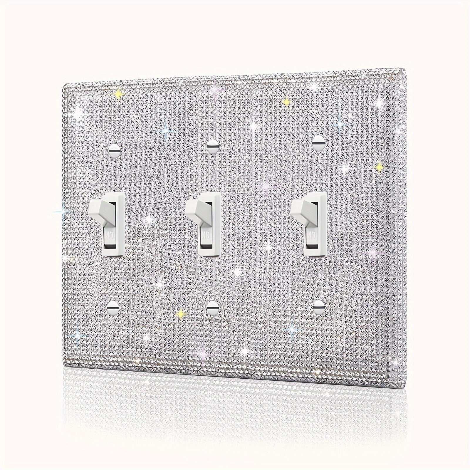 1pc Flashing Silvery Rhinestone Light Switch Cover Shiny Crystal Sparkling Wall Plate Decorative Lamp Switch or Outlet Socket Wall Plate Cover Toggle Switch Plate Cover