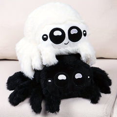 1pc Black And White Plush Spider Toy Home Decoration Holiday Ornament For Gifting To Friends, Suitable For Valentine's Day And Halloween.
