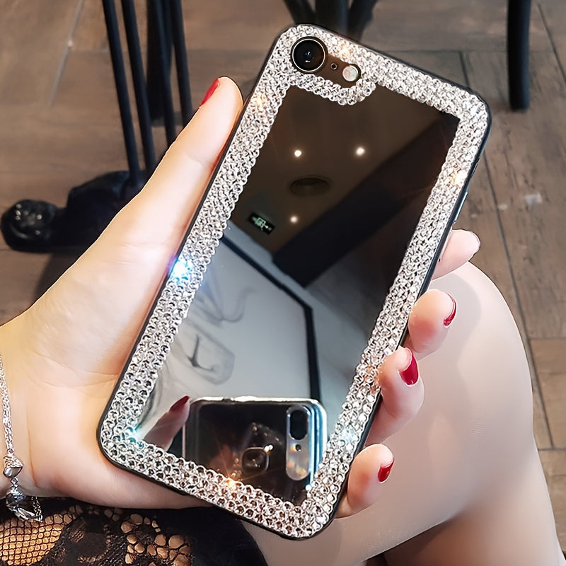 Fashionable And Luxurious Minimalist Makeup Mirror Phone Case Suitable for Iphone 17 Pro Max / 16 Plus.