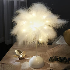Bedroom Indoor Decorative Lights, Romantic Gift Birthday Lights, Feather Lights Table Night Light, Valentine's Day, Birthday Gifts White, Without Battery