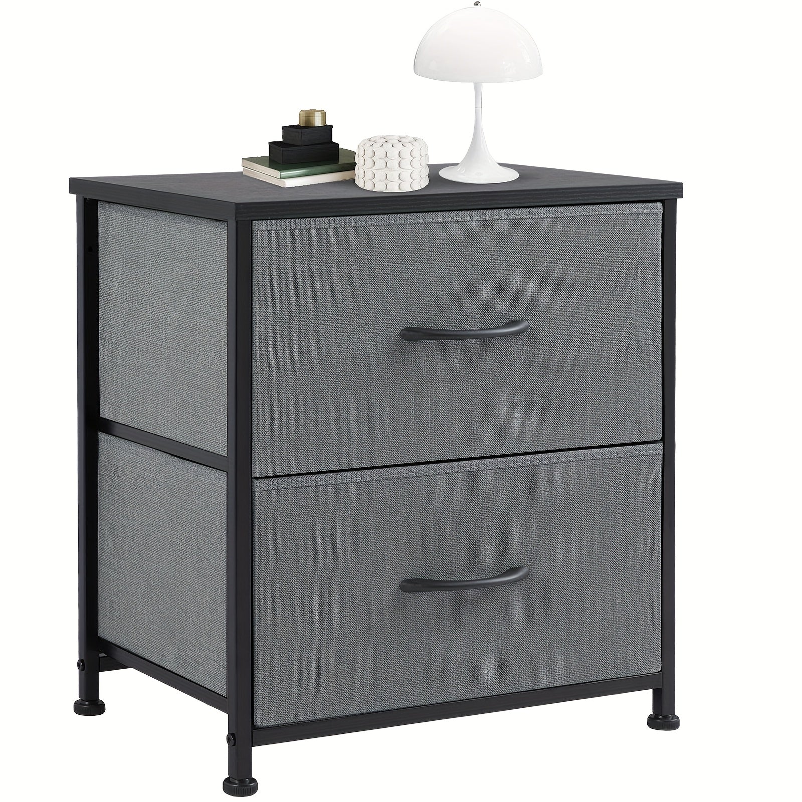 ANTONIA Classic 4-Drawer Dresser with Metal Frame & Wood Top - High-Density Fiberboard, Black Finish, Easy Assembly, 27" Tall Storage Cabinet for Bedroom, Living Room, Entryway - Includes Decorative Lamp & Plant, Bedroom Furn
