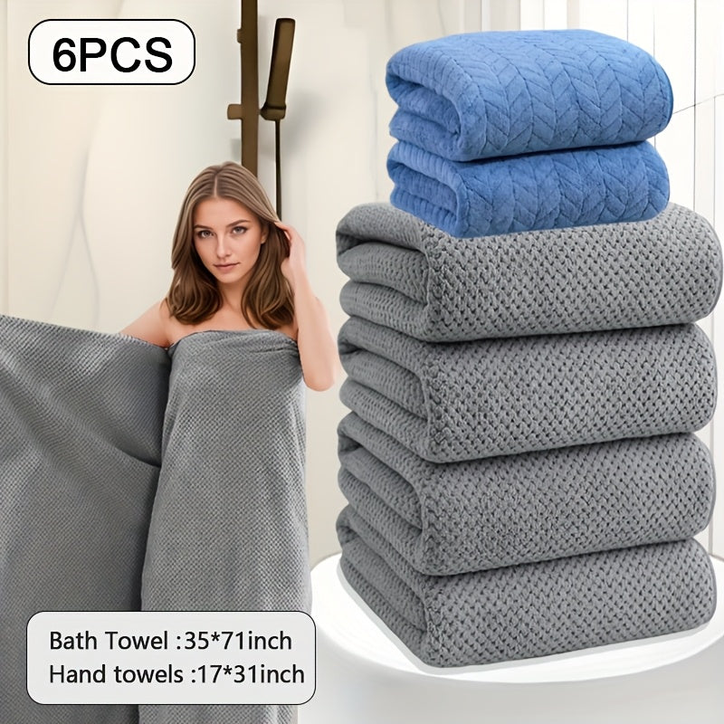 Oversized Striped Bath Towel 6pcs, Absorbent And Quick Drying Towel Bath Towel, High Quality Adult Bath Towel, Oversized to Wrap The Body, Suitable for Spa, Hotel, Home, Gift Giving, Spa Towel, Home Bath Towel, Contemporary D